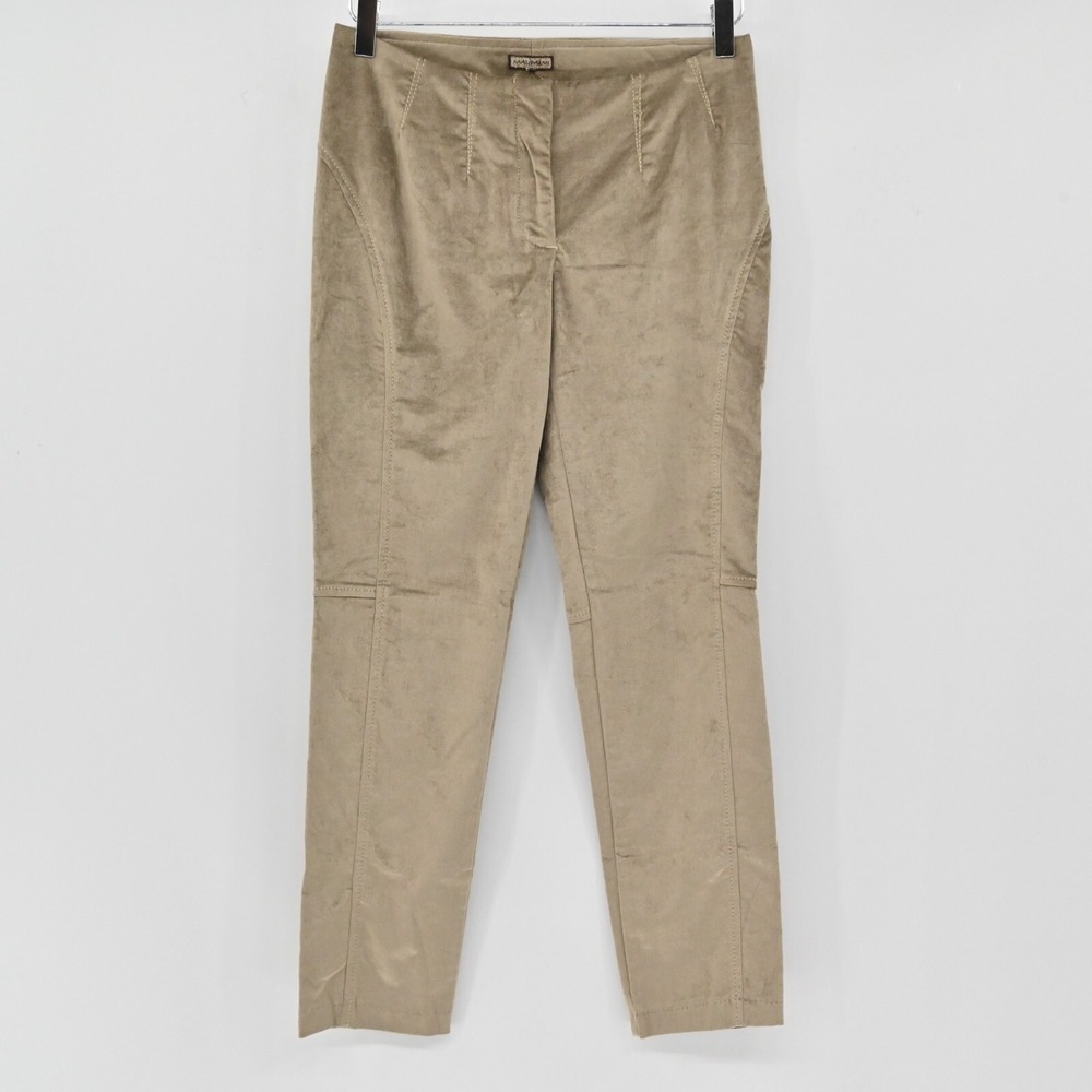 MALIPARMI Womens Velvet Pants Size M Tan‎ Light Academia Old Money Straight Leg